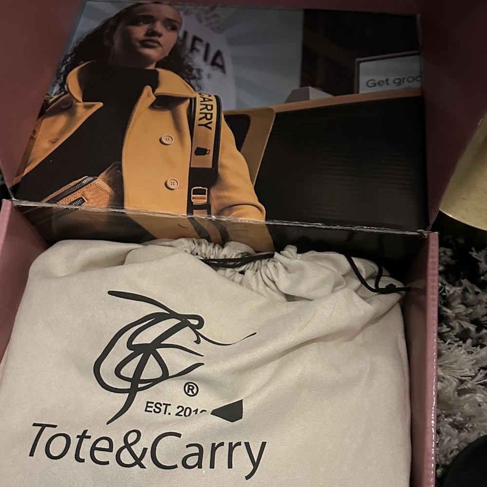 Tote&Carry eggplant color  bag with Drawstring dust Bag